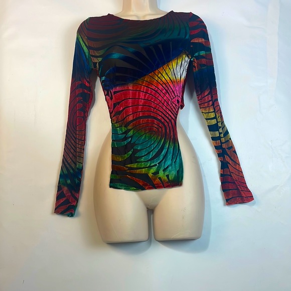 Codigo colorful metallic like multicolor long sleeve fashion  top - Picture 2 of 10